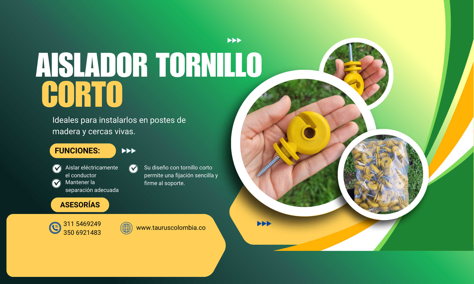 AISLADOR TORNILLO CORTO